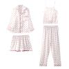 ANUFER Womens 7PCS Satin Pajama Set Spring Summer Autumn Tops & Pants Shorts Sleepwear Red Heart SN07655 M view 4