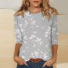 3/4 Length Sleeve Womens Tops Summer Round Neck Floral Print T Shirts Cute Casual Blouses Three Quarter Sleeve Loose Fitting Vintage Workout Tunic Tops Women Clothing Womens 3/4 Sleeve T Shirts 2025 view 2