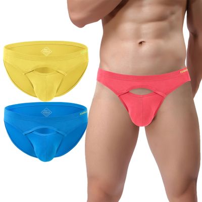 SUMABA Mens Sexy Bikini Underwear Pack Horizontal Briefs Low Rise Multicolor Man Cut out Pouch Briefs Comfort Male Panties Medium Soft Underpants