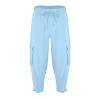 RTTUIOP Men's Cotton Linen Pants Solid Color Harem Pants Casual Capri Pant Lightweight Loose 3/4 Shorts Drawstring Elastic Waist Beach Yoga Trousers Summer Pant Linen Shorts for Men view 3
