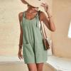 KICILVS Womens Rompers for Summer Casual Sleeveless Suspender Short Jumpsuit Boho Solid Color Overalls with Pockets view 4