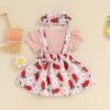 Mubineo Baby Girl Clothes Summer Cute Skirt Outfits Short Sleeve Romper Floral Overall Skirt Dress Infant Newborn Outfit (Pink Strawberry, 18-24 Months) view 4