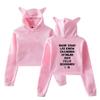 Outofgas SKZ Hoodie Felix Jisung Minho Bangchan Cat Ear Sweatshirt Crop Top Sweater for Women view 1