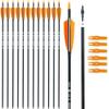 BOWSOUL 30" Carbon Arrows Archery Target Practice Hunting Arrows with 4" Turkey Feather fletched Spine 500 Arrow for Traditional Bow Recurve Bow & Longbow (Pack of 12) (Orange White) view 1
