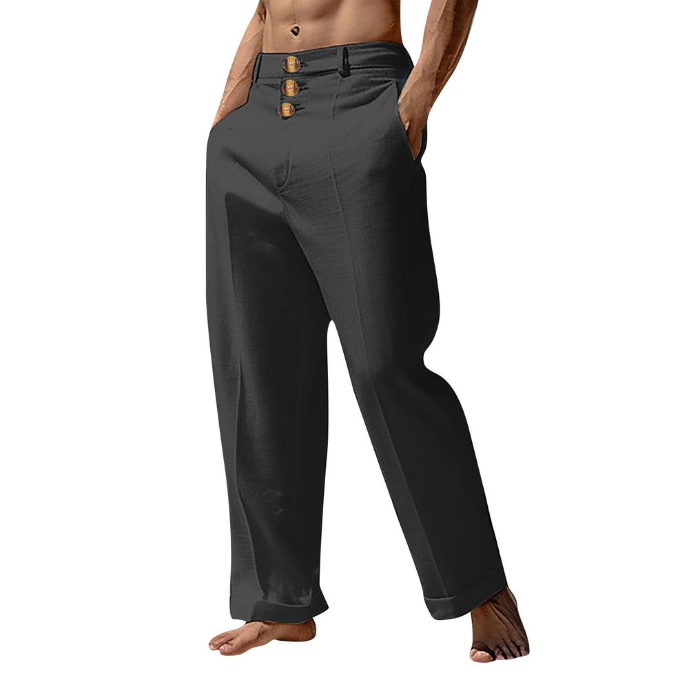 RTTUIOP Men's Cotton Linen Pants Solid Color Capri Harem Mens Linen Pants Casual Lightweight Loose 3/4 Shorts Drawstring Elastic Waist Beach Yoga Trousers Summer Pants