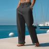 RTTUIOP Men's Cotton Linen Pants Solid Color Capri Harem Mens Linen Pants Casual Lightweight Loose 3/4 Shorts Drawstring Elastic Waist Beach Yoga Trousers Summer Pants view 2