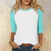 3/4 Length Sleeve Womens Tops Raglan Contrast Crew Neck Tshirts Dressy Casual Summer Blouses Ethnic Three Quarter Sleeve Comfy Country Tunic Tops to Wear with Leggings Womens Tops 3/4 Sleeve 2025 view 2
