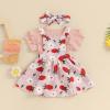 Mubineo Baby Girl Clothes Summer Cute Skirt Outfits Short Sleeve Romper Floral Overall Skirt Dress Infant Newborn Outfit (Pink Strawberry, 3-6 Months) view 3