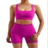 RXRXCOCO Seamless Workout Sets for Women 2 Piece Strappy Sports Bras Scrunch Butt Booty Shorts Matching Yoga Outfits Pink Large view 2