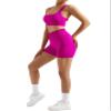 RXRXCOCO Seamless Workout Sets for Women 2 Piece Strappy Sports Bras Scrunch Butt Booty Shorts Matching Yoga Outfits Pink Large view 3