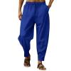 RTTUIOP Linen Pants Men Cotton Solid Color Casual Capri Harem Pants Lightweight Loose 3/4 Shorts Drawstring Elastic Waist Beach Yoga Trousers Summer Pants view 1