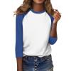3/4 Sleeve Tops for Women Summer Round Neck Color Block Raglan Shirts Cute Casual Blouses Trendy Three Quarter Sleeve Tunic Tops with Leggings Office Business Clothes Womens Tops 3/4 Sleeve 2025 view 3