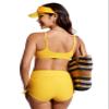 CRZ YOGA A-C Scoop Neck Bikini Tops for Women - Padded Adjustable Bathing Swimsuit Spaghetti Straps Swim Sports Bra High Visibility Yellow Large view 2