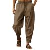RTTUIOP Linen Pants Men Cotton Solid Color Casual Capri Harem Pants Lightweight Loose 3/4 Shorts Drawstring Elastic Waist Beach Yoga Trousers Summer Pants view 1