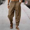 RTTUIOP Linen Pants Men Cotton Solid Color Casual Capri Harem Pants Lightweight Loose 3/4 Shorts Drawstring Elastic Waist Beach Yoga Trousers Summer Pants view 2