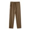 RTTUIOP Linen Pants Men Cotton Solid Color Casual Capri Harem Pants Lightweight Loose 3/4 Shorts Drawstring Elastic Waist Beach Yoga Trousers Summer Pants view 3