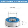 Premium 100Pcs 608rs Bearings Skateboard Bearings Chrome Steel Ball Bearing Longboard Bearings(8x22x7mm) for Quad Skate Double Rubber Sealed Miniature view 2