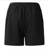 Mens Drawstring Summer Beach Shorts Linen Elastic Waist Short Pants Casual Classic Fit Workout Sport Short (Black,Large) view 3