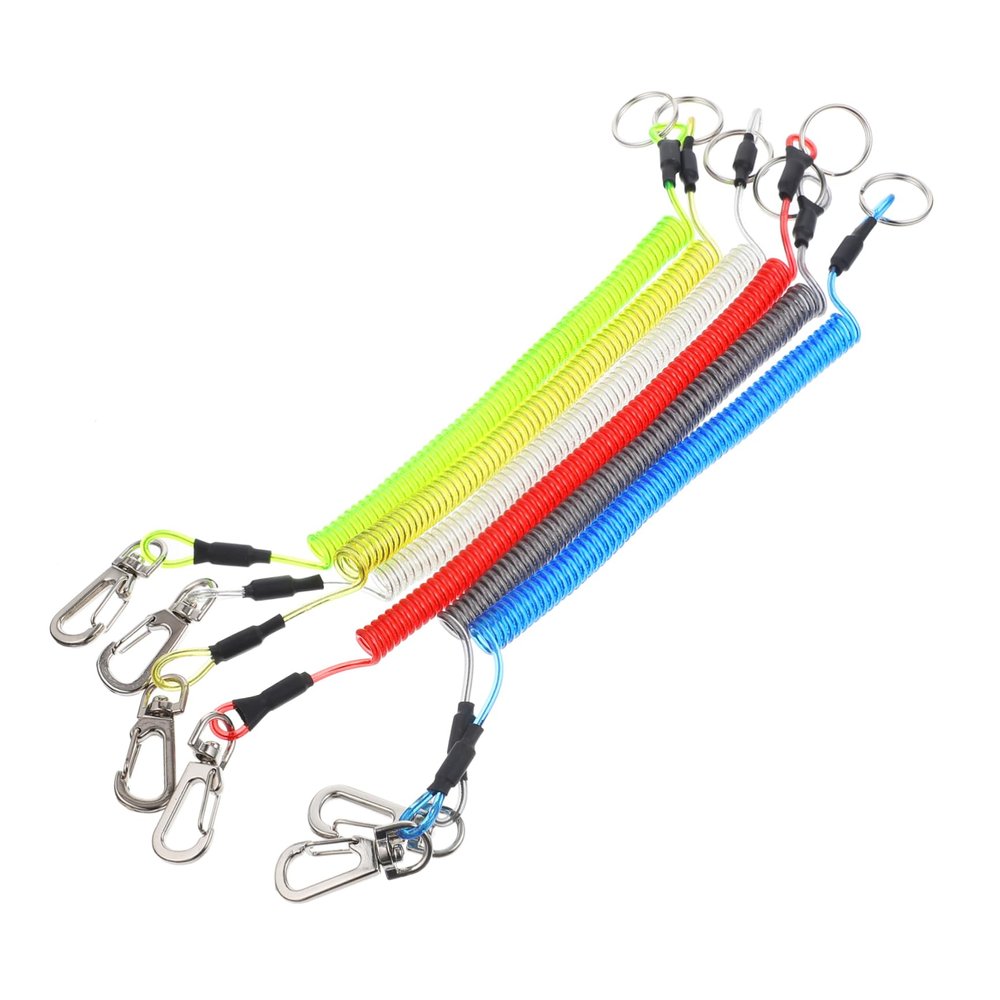 Parliky 6pcs Heavy Duty Coiled Lanyard Retractable Fishing Safety Rope for Outdoor Activities Portable Tether for Fishing Rods Pliers and Tools Sturdy and Convenient Design