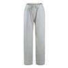 Borniu Women's Cotton Linen Pants Summer High Waisted Palazzo Pants Wide Leg Drawstring Elastic Waist Loose Comfy Trousers Gray view 3