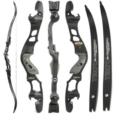 62" ILF Recurve Bow for Adult Youth Hunting Takedown 25-65Lbs Right Hand Gordon Bow Limbs CNC Machining (Black, 35Lbs)