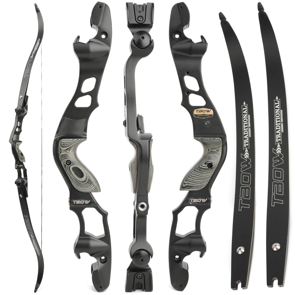 62" ILF Recurve Bow for Adult Youth Hunting Takedown 25-65Lbs Right Hand Gordon Bow Limbs CNC Machining (Black, 35Lbs)