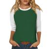 3/4 Sleeve Tops for Women Casual Raglan Crewneck Tshirts Shirts Contrast Spring Blouses Trendy Three Quarter Sleeve Tunic Tops with Leggings Office Business Clothes Womens 3/4 Sleeve T Shirts 2025 view 1
