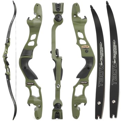 62" ILF Recurve Bow for Adult Youth Hunting Takedown 25-65Lbs Right Hand Gordon Bow Limbs CNC Machining (Olive Green, 55Lbs)