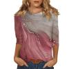 Womens 3/4 Sleeve Tops Printed Crew Neck Tshirts Dressy Casual Floral Blouses Summer Ethnic Three Quarter Sleeve Comfy Country Tunic Tops to Wear with Leggings 3/4 Sleeve Shirts for Women 2025 view 1