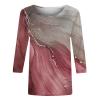 Womens 3/4 Sleeve Tops Printed Crew Neck Tshirts Dressy Casual Floral Blouses Summer Ethnic Three Quarter Sleeve Comfy Country Tunic Tops to Wear with Leggings 3/4 Sleeve Shirts for Women 2025 view 3