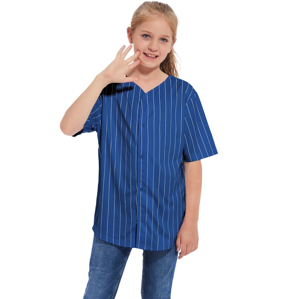 Icibgds Kids Baseball Jersey Button Boys T-Shirt Trendy Hip Hop Street Black and White Short Sleeve Tshirt