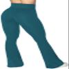 Sunzel Flare Leggings, Crossover Yoga Pants with Tummy Control, High-Waisted and Wide Leg, 32" Inseam, Deep Teal Medium view 2