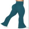 Sunzel Flare Leggings, Crossover Yoga Pants with Tummy Control, High-Waisted and Wide Leg, 32" Inseam, Deep Teal Medium view 3
