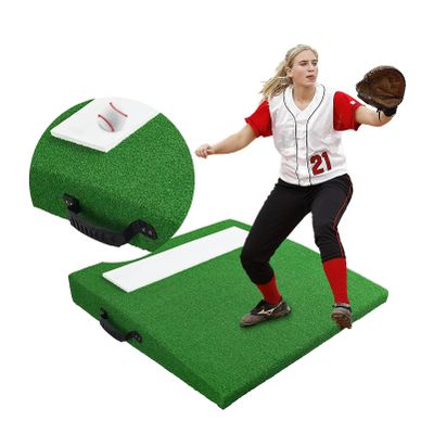 honeypet Pitching Mound Portable Softball Baseball 4" Pitching Mound Antifade Synthetic Turf with Regulation Pitching Rubber for Indoor and Outdoor Mobile Youth Training