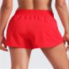 CRZ YOGA Womens High Waisted Running Shorts Mesh Liner 3'' Dolphin Quick Dry for Athletic Gym Track Workout with Zip Pocket Deep Red Large view 2
