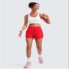 CRZ YOGA Womens High Waisted Running Shorts Mesh Liner 3'' Dolphin Quick Dry for Athletic Gym Track Workout with Zip Pocket Deep Red Large view 4