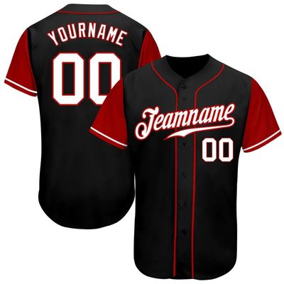 NineFit Basics Custom Baseball Jersey for Men Women Youth, Printed Stitched Personalized Team Name Number, Black White Red Sports Uniform