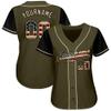 Custom Baseball Jersey for Men Women Youth, Printed Stitched Personalized Team Name Number, Olive USA Flag Sports Uniform view 2