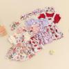 Mubineo Baby Girl Clothes Summer Cute Skirt Outfits Short Sleeve Romper Floral Overall Skirt Dress Infant Newborn Outfit (Purple Daisy, 3-6 Months) view 2