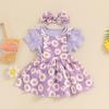 Mubineo Baby Girl Clothes Summer Cute Skirt Outfits Short Sleeve Romper Floral Overall Skirt Dress Infant Newborn Outfit (Purple Daisy, 3-6 Months) view 4