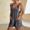 KICILVS Womens Rompers for Summer Casual Sleeveless Suspender Short Jumpsuit Boho Solid Color Overalls with Pockets view 2