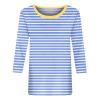 3/4 Length Sleeve Womens Tops Striped Crewneck Tshirts Dressy Casual Three Quarter Length Sleeve Long Tunic Tops with Leggings Fashion Elegant Spring Blouses Womens Tops 3/4 Sleeve 2025 Light Blue view 3