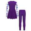 Miaeowve Kids Girls Floral 2 Pcs Modest Swimsuit Long Sleeve Swimdress with Leggings Burkini Sets Purple 12 Years view 2