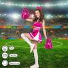 Hanaive 3 Pcs Cheerleading Pom Pom and Large Hair Bow,Rose Red,Classic view 4