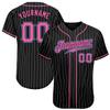 NineFit Basics Custom Baseball Jersey for Men Women Youth, Printed Stitched Personalized Name Number, Black Pink Pinstripe Sports Uniform view 1