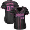 NineFit Basics Custom Baseball Jersey for Men Women Youth, Printed Stitched Personalized Name Number, Black Pink Pinstripe Sports Uniform view 2