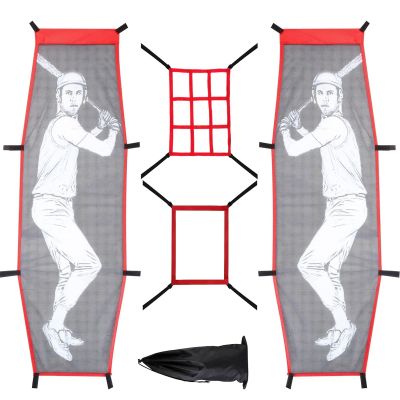 Supvision 4Pcs Premium Baseball and Softball Pitching Training Kit Adjustable 9 Hole Target Net Realistic Dummy Batter for Precision Practice Portable Strike Zone Trainer to Enhance Hitting Accuracy