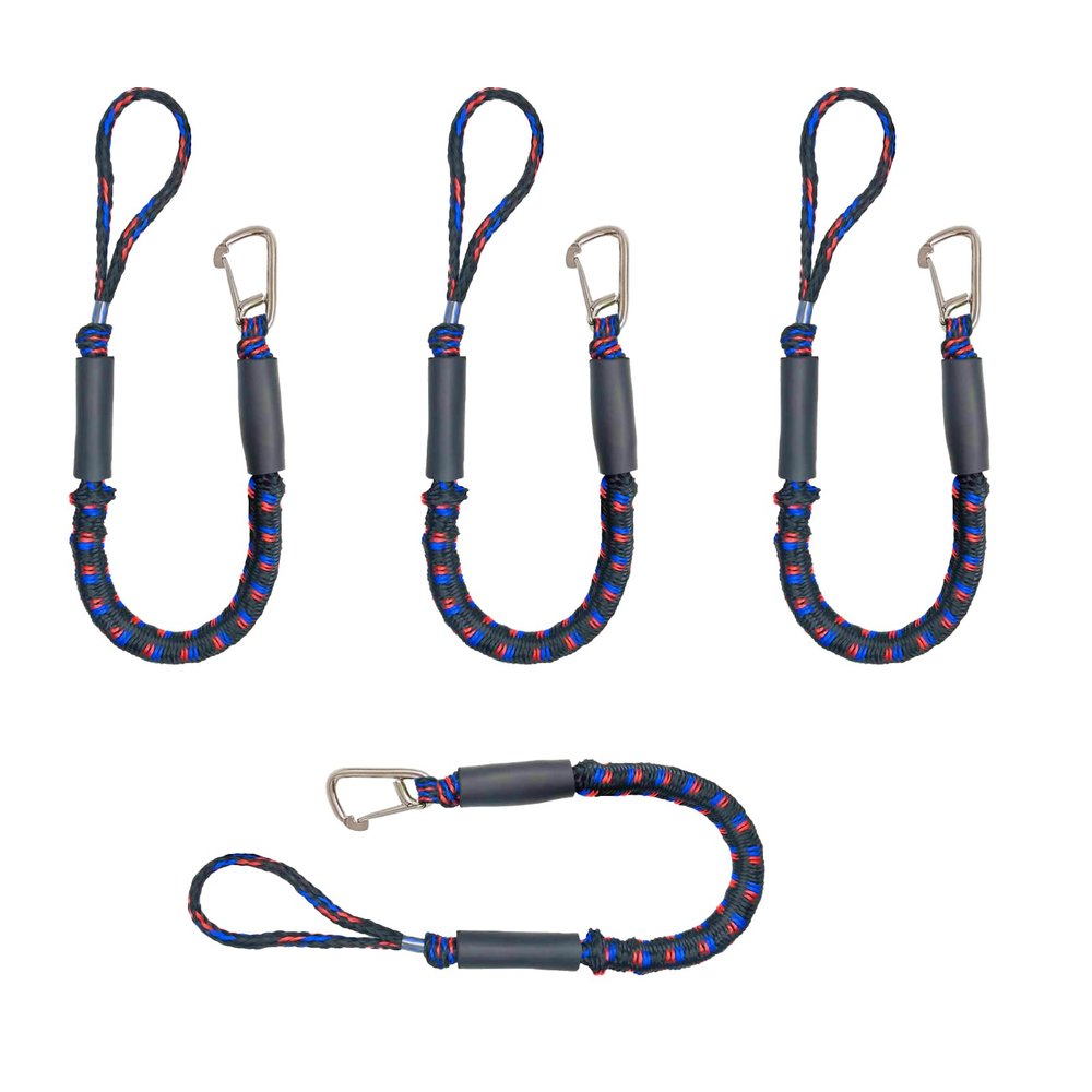 HSOKEW Bungee Dock Line, Length 4ft, 5ft After Stretching Boat Bungee Dock Line with 316 Stainless Clip, Max Load Capacity 1000KG(2200LBS) Accessories for P-W-C, Kay-ak, Wate-rcraft, Sea-Doo,J-et Sk-i