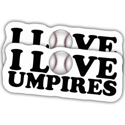 2pcs Baseball Stickers Sport Stickers I Love Umpires Vinyl Stickers, Weather-Resistant Sticker for Water Bottles Laptop Window Car 2pcs Size 3"