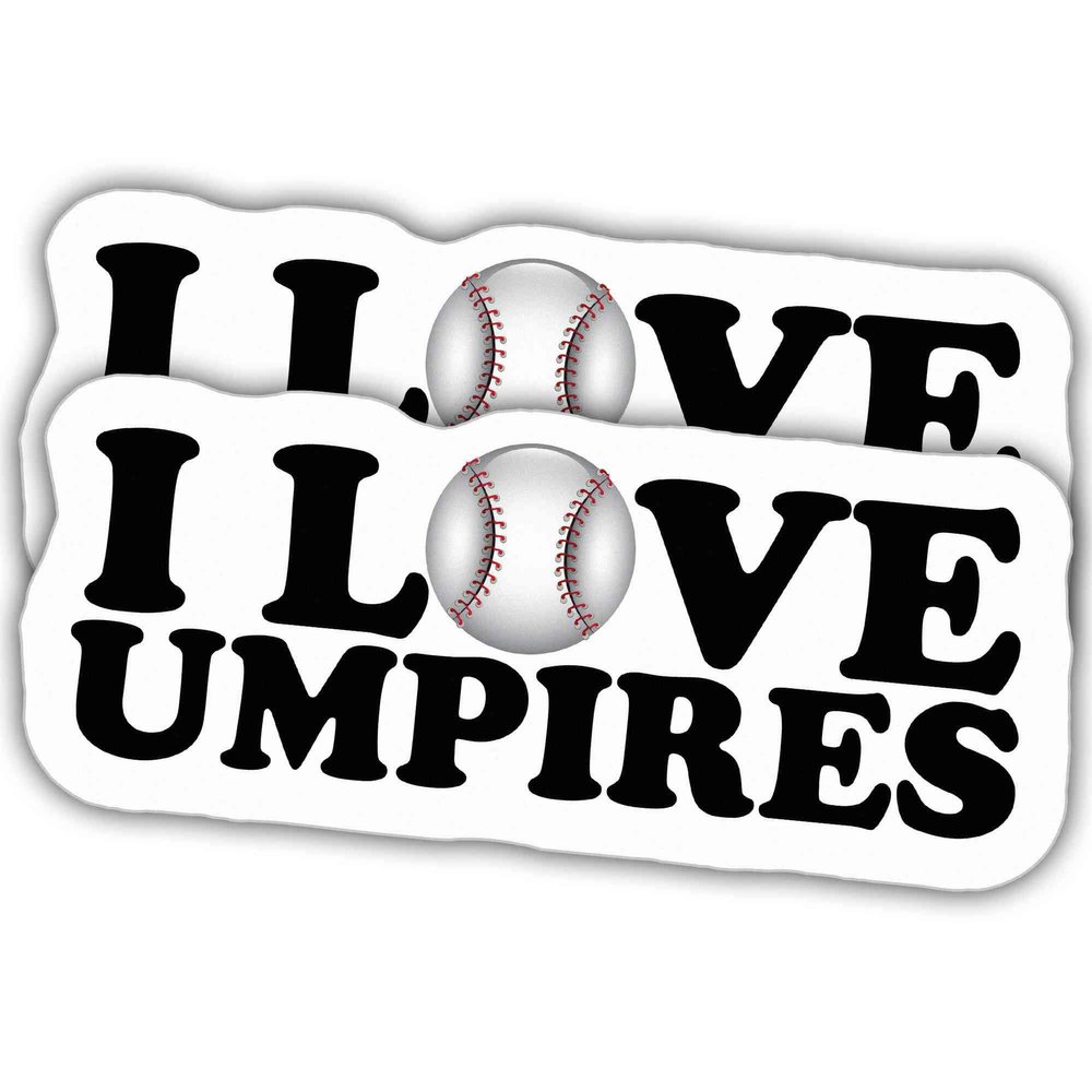 2pcs Baseball Stickers Sport Stickers I Love Umpires Vinyl Stickers, Weather-Resistant Sticker for Water Bottles Laptop Window Car 2pcs Size 3"